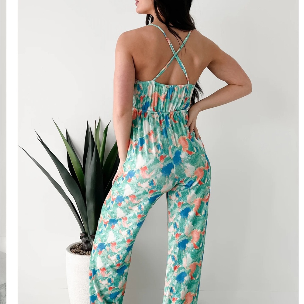 Watercolor Print Jumpsuit - Picture 2 of 4